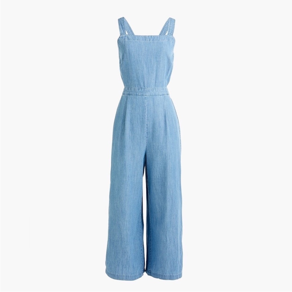 J. Crew Wide Leg Chambray Jumpsuit